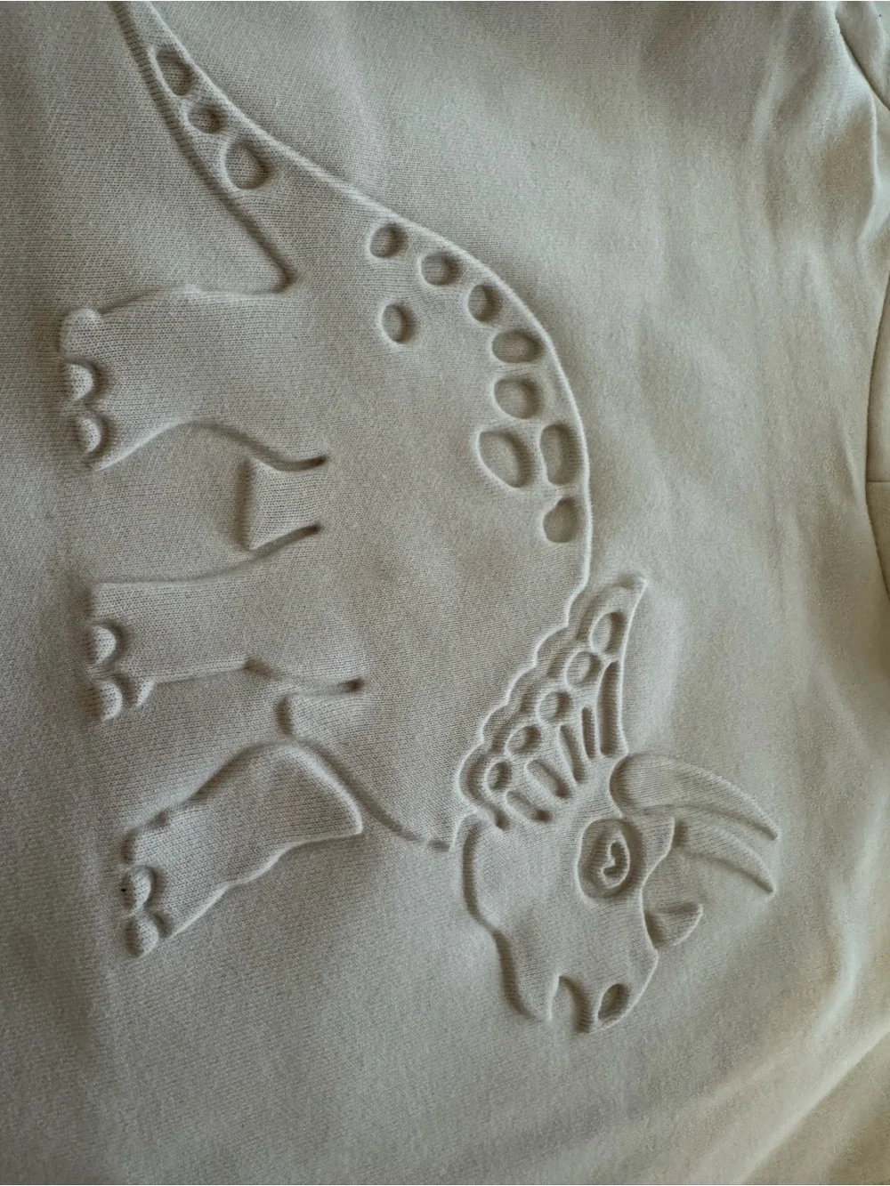 Kids Cream Dinosaur Embossed hoodie